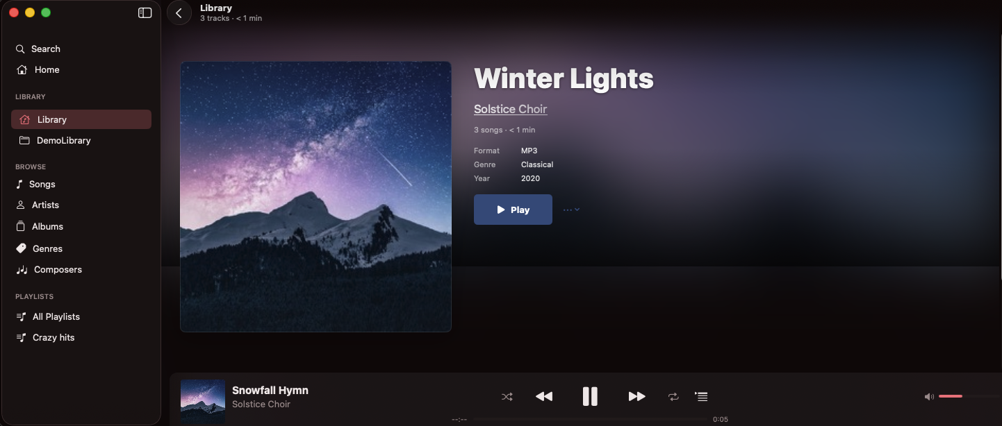 Smile Winter Lights album detail with artwork and track list
